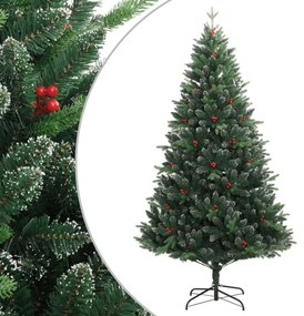 csuklópántos műkarácsonyfa piros bogyókkal 150 cm