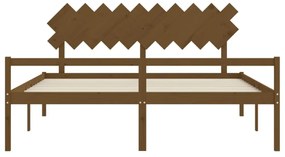 mézbarna tömör fa ágy időseknek fejtámlával 200x200 cm