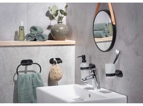 Matt fekete öntapadós rozsdamentes acél fürdőszobai kiegészítő szett Orea – Wenko