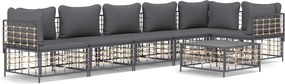 vidaXL 7 részes antracitszürke polyrattan kerti ülőgarnitúra párnákkal