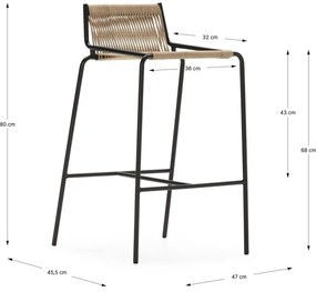 Bézs fém bárszék (ülésmagasság 65 cm) Emily – Marckeric