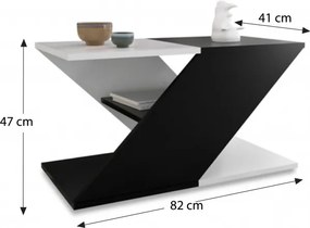 CASSINO ZEX Dohányzóasztal Fekete-fehér