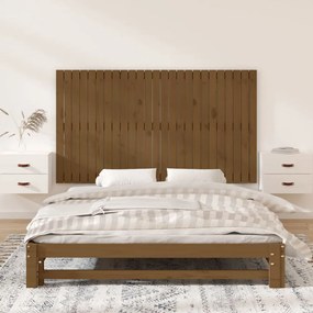 mézbarna tömör fenyőfa fali fejtámla 159,5x3x90 cm