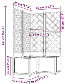 Kertész cserép rácsos változattal 3 pcs Szürke 80 x 80 x 143 cm