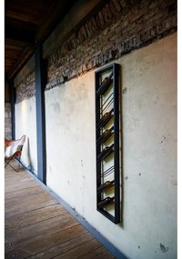 Fekete fali fém bortartó polcos állvány, palackok száma 8 36x160x6 cm Malbeo – Light &amp; Living