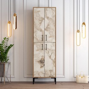 Cipőtároló Berlin A - Diós, Fehér Marble