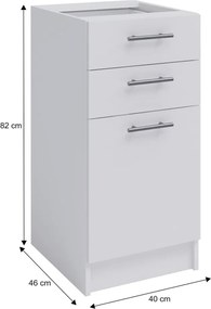 kombinált alsószekrény, fehér, FABIANA S-40SZ2