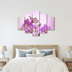 Kép - Pillangó orchidea virágon, lila (150x105 cm)
