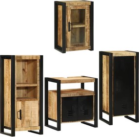 vidaXL Fürdőszoba bútor szett polcokkal 4 pcs Barna Szilárd Mangófába