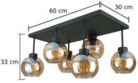 Felületre szerelhető csillár  NESSA 6xE27/60W/230V fekete/füstös bézs