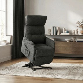 Relaxační křeslo, elektrické kabelové ovládání, šedá, látka, TV-L8960 GREY2
