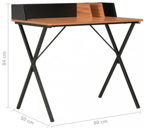 fekete és barna íróasztal 80 x 50 x 84 cm