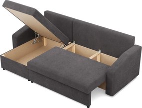 Zeus sarokkanapé, 2 ágyneműtartóval, döntött kartámasz, kordbársony, univerzális oldal, bonell töltet, szürke