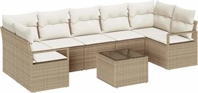 vidaXL Kanapé Szett 8 pcs Beige és krém polirattan