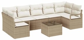 vidaXL Kanapé Szett 8 pcs Beige és krém polirattan