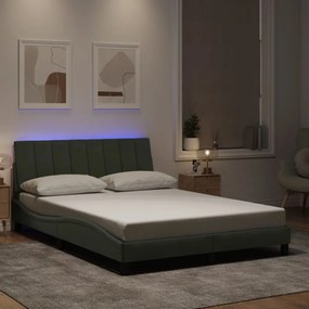 világosszürke bársony ágykeret LED-világítással 120 x 200 cm