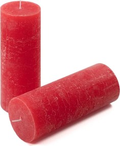 Rusztikus gyertya készlet 20 cm Ø 7,5 cm 4 db piros