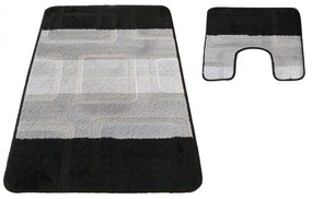 Két fürdőszobai szőnyegből álló készlet fekete 50 cm x 80 cm + 40 cm x 50 cm