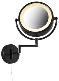 Design fali tükör fekete, beépített LED-del, állítható, IP44, húzózsinórral - Vicino
