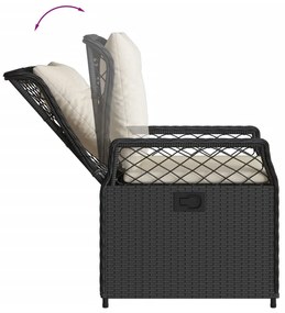 3 részes fekete polyrattan kerti étkezőgarnitúra párnákkal