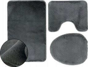 Fürdőszobaszőnyeg Csúszásgátló Lombok Puha Sötét Szürke Grafit 3 részes