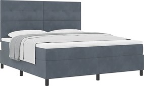 vidaXL Boxrugós ágy matracmal Sötétszürke 180 x 200 cm szövet