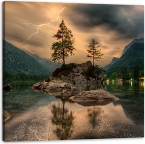 Vászonkép Természet Vihar Tó Természet Fák 90x90 cm