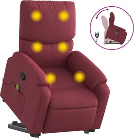 vidaXL bordó szövet dönthető masszázs- és állófotel