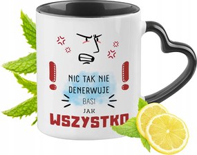 Basi Bögre Fekete Szív Alakú Füllel Ajándék Nyomtatott