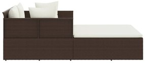 barna polyrattan napozóágy párnával 182 x 118 x 63 cm