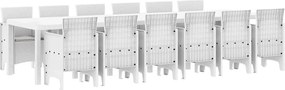 vidaXL Kert étkező szett 13 pcs Fehér Polt rattan