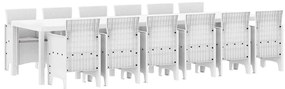 vidaXL Kert étkező szett 13 pcs Fehér Polt rattan