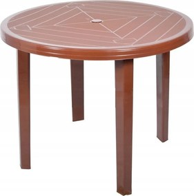 Kerti Asztal Kerek Műanyag Barna 90CM