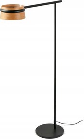 Faro Loop fekete állólámpa LED-del és fa ernyővel, szabályozható fényerővel