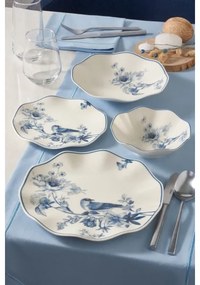24 darabos étkészlet, fehér/kék, porcelán