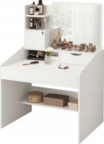 Fésülködőasztal Tükörrel Fehér Smink Glamour Fiókokkal Skandináv Modern