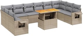 vidaXL 11 részes bézs polyrattan kerti ülőgarnitúra párnákkal
