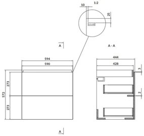 Cersanit Larga, falra szerelhető mosdószekrény 60cm, fehér fényes, S932-070