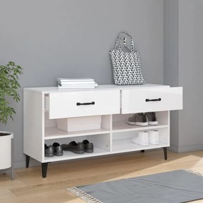 magasfényű fehér szerelt fa cipőszekrény 102x35x55 cm