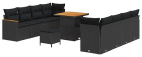 vidaXL Kerti Kanapé Szett párnával 12 pcs Fekete polirattan