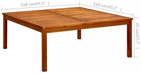 tömör akácfa kerti dohányzóasztal 110 x 110 x 45 cm