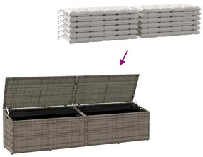 szürke polyrattan kerti tárolóláda 220x50x58 cm