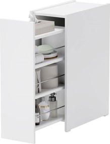 HOMCOM Niche Szekrény Fürdőszobai Szekrény Karcsú, WC Szekrény Kerekekkel, 3 Mély Rekesszel Ellátott Fiókkal, Oldalszekrény Kis Terekhez, Nappalihoz,