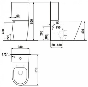 Paulo rimless WC kombi alsó/hátsó kifolyással soft close ülőkével