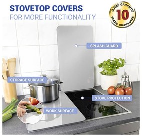 Edzett üveg tűzhely fedőlap szett 2 db-os 30x52 cm Universal Silver – Wenko
