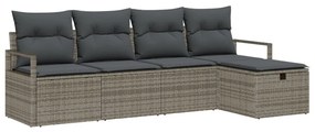 Kerti Kanapé Szett 5 pcs Szürke 230 x 117 x 85 cm Poli rattan