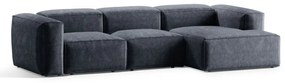 Szürkéskék kordbársony sarokkanapé (jobb oldali-heverő résszel) Bergano – Cosmopolitan Design