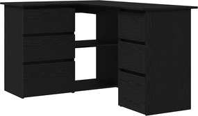 vidaXL Asztal fiókkal polcokkal Fekete tölgy 145 x 100 x 76 cm Faanyag