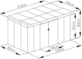 G21 GRAH 700 kerti tároló - 340 x 206 cm, antracit