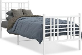 vidaXL fehér fém ágykeret fej- és lábtámlával 75 x 190 cm